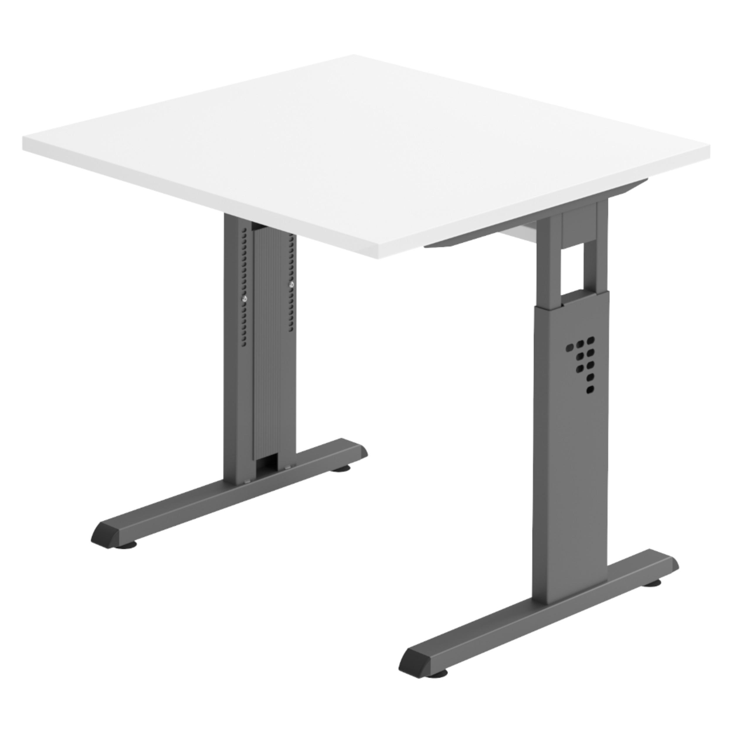 SCHREIBTISCH Serie-O 80/80/74 cm in Weiß/Graphitfarben - Graphitfarben/Weiß, Holzwerkstoff (80/80/74cm) - bümö