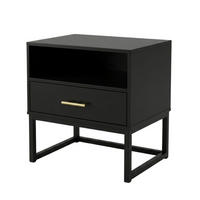 NACHTTISCH auf Metallbeinen mit einer Schublade 45/40/44 cm - Schwarz, Holzwerkstoff (40/44/45cm) - SCENA LIVING