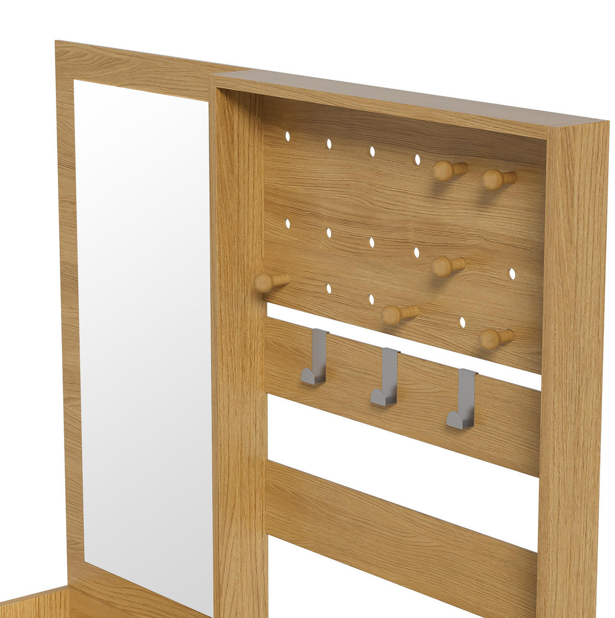GARDEROBE 105/180/38 cm Holzfarben aus Spanplatte mit Spiegel - Naturfarben, Holzwerkstoff (38/180/105cm) - OKMYHOME