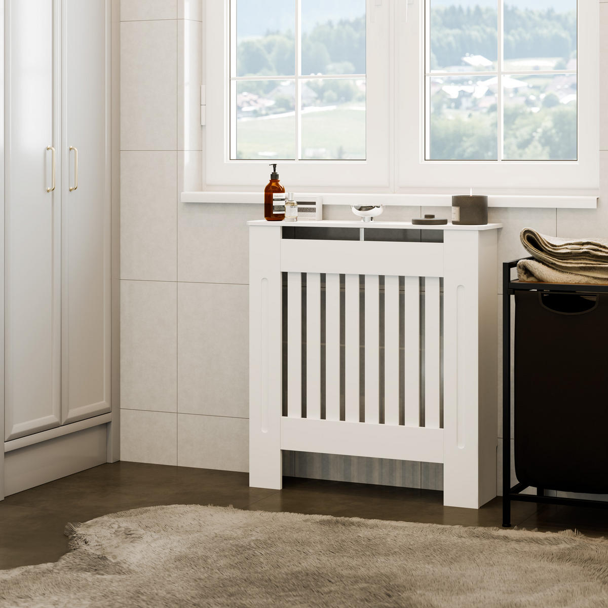 HEIZKÖRPERABDECKUNG Vila,optimale Luftzirkulation,weiß - Weiß, Holz (19/78/82cm) - tectake