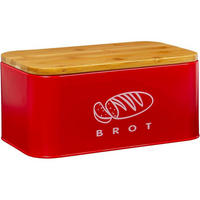 BROTKASTEN mit Bambusdeckel 30 cm Rot - Rot, Metall (18/14/30cm)