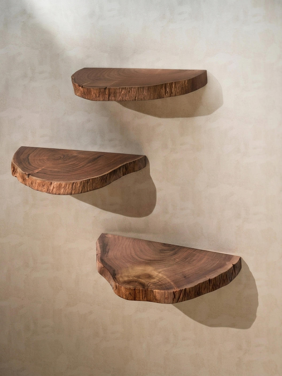 WANDREGAL Akazie Massivholz Modern Stil 3er Set Baumscheibe mit Baumkante - Akaziefarben, Holz (47/4/25cm) - KADIMA DESIGN