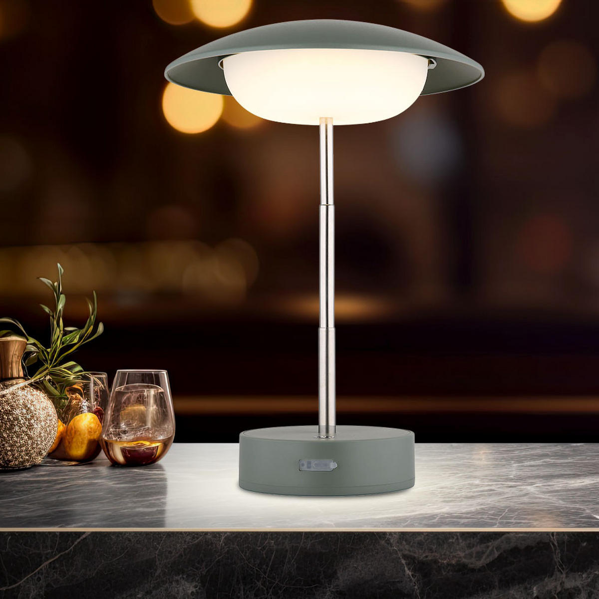 LED TISCHLEUCHTE Grün Opal 2er Set - Grün, Metall (18/18/26cm) - Globo Lighting