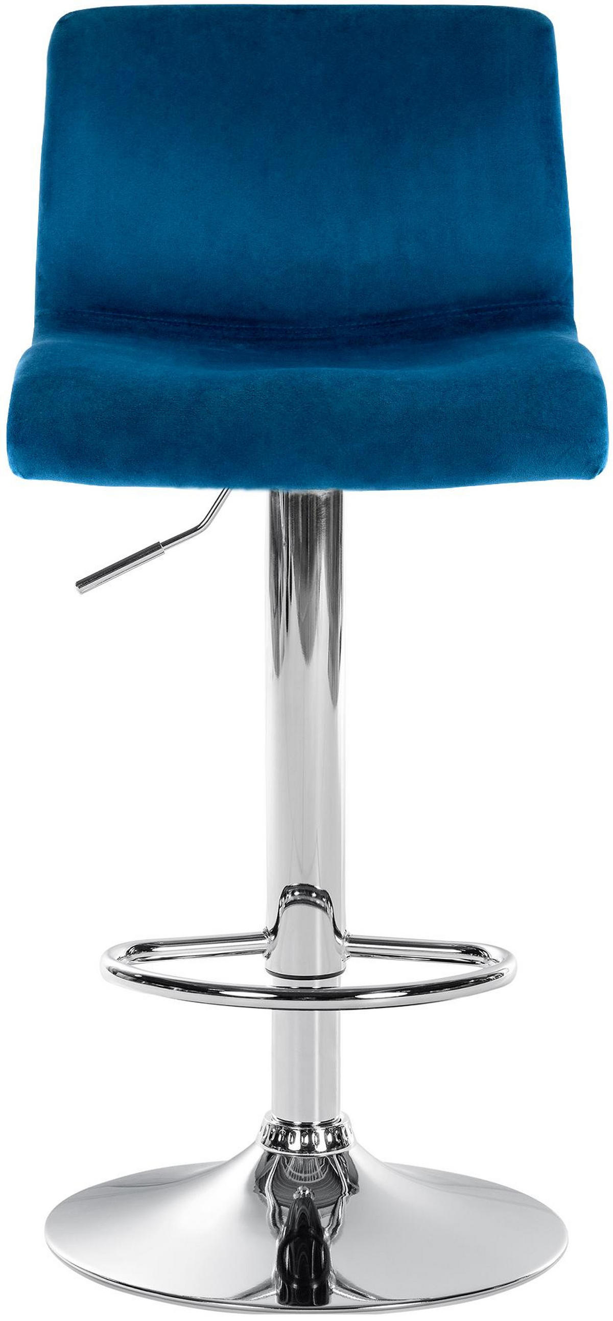 BARHOCKER Pesan Samt Blau Silber - Blau, Textil/Metall (39/83/36cm) - DELUKE