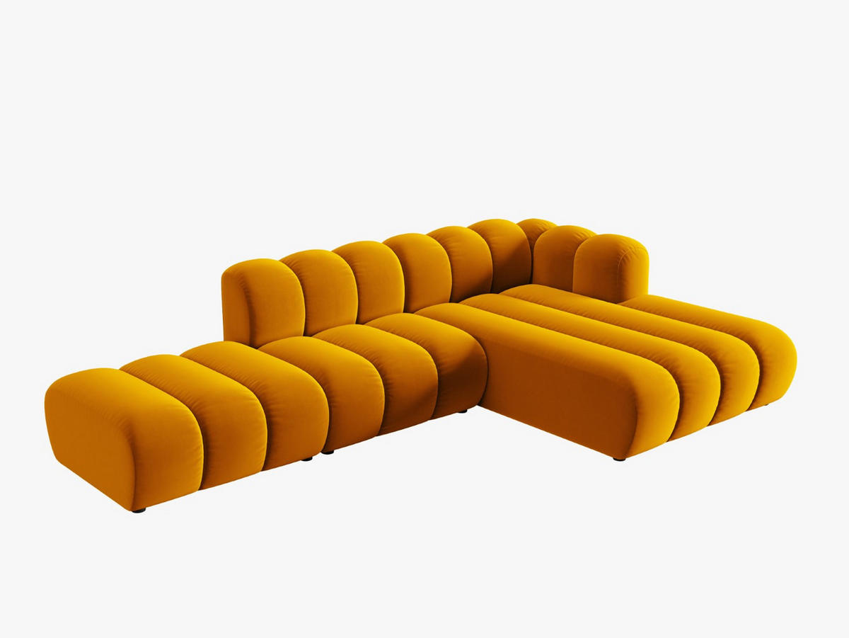 ECKSOFA modular rechts Lupine aus Samt gelb 5 Sitzplätze - Gelb, Textil (177/299cm) - Micadoni