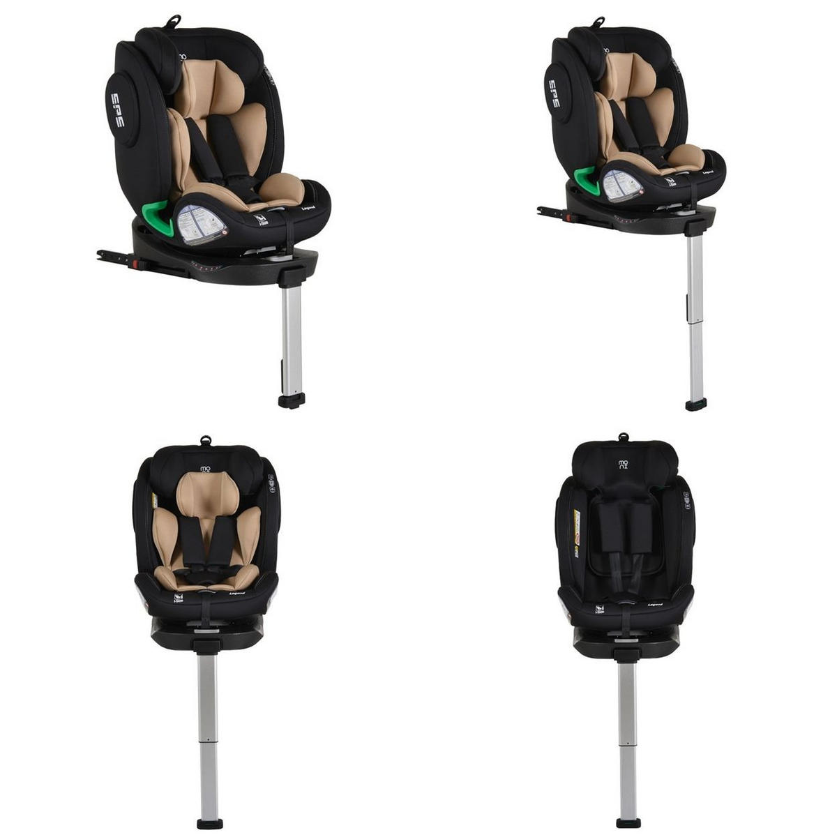 KINDERSITZ Legend i-Size beige (40-150cm) Isofix 360 Grad-Drehung Stützbein SPS - Beige, Kunststoff (46/60/50cm) - Moni