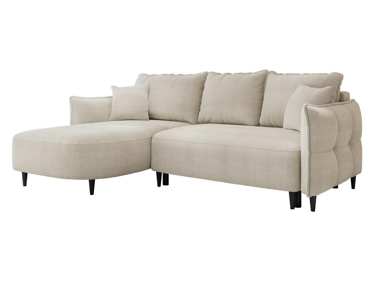 ECKSOFA Sycylia, Seite: Links - Creme/Schwarz, Holz/Textil (244/165cm) - MIRJAN24