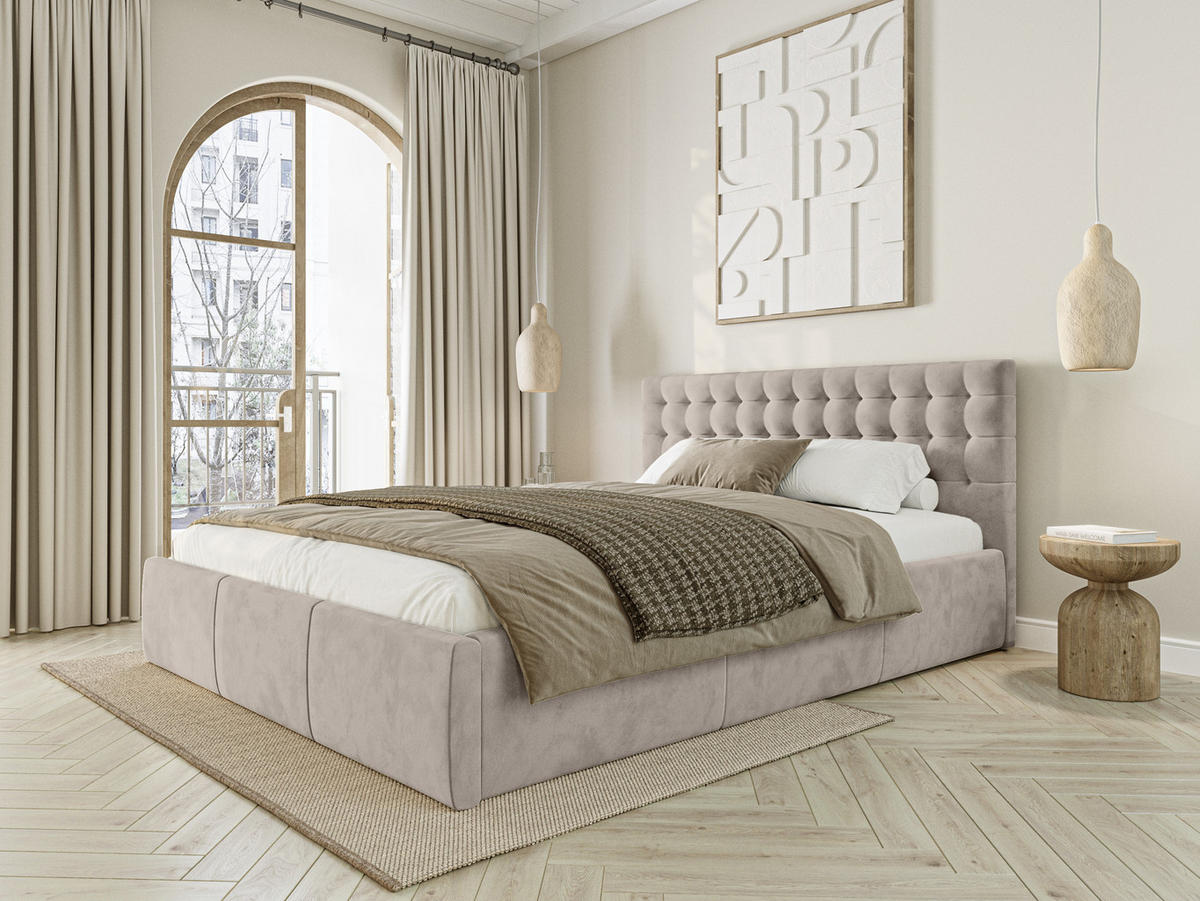 POLSTERBETT Lindos 120x200 cm, Taupe - Taupe, Textil (120/200cm) - Fedve