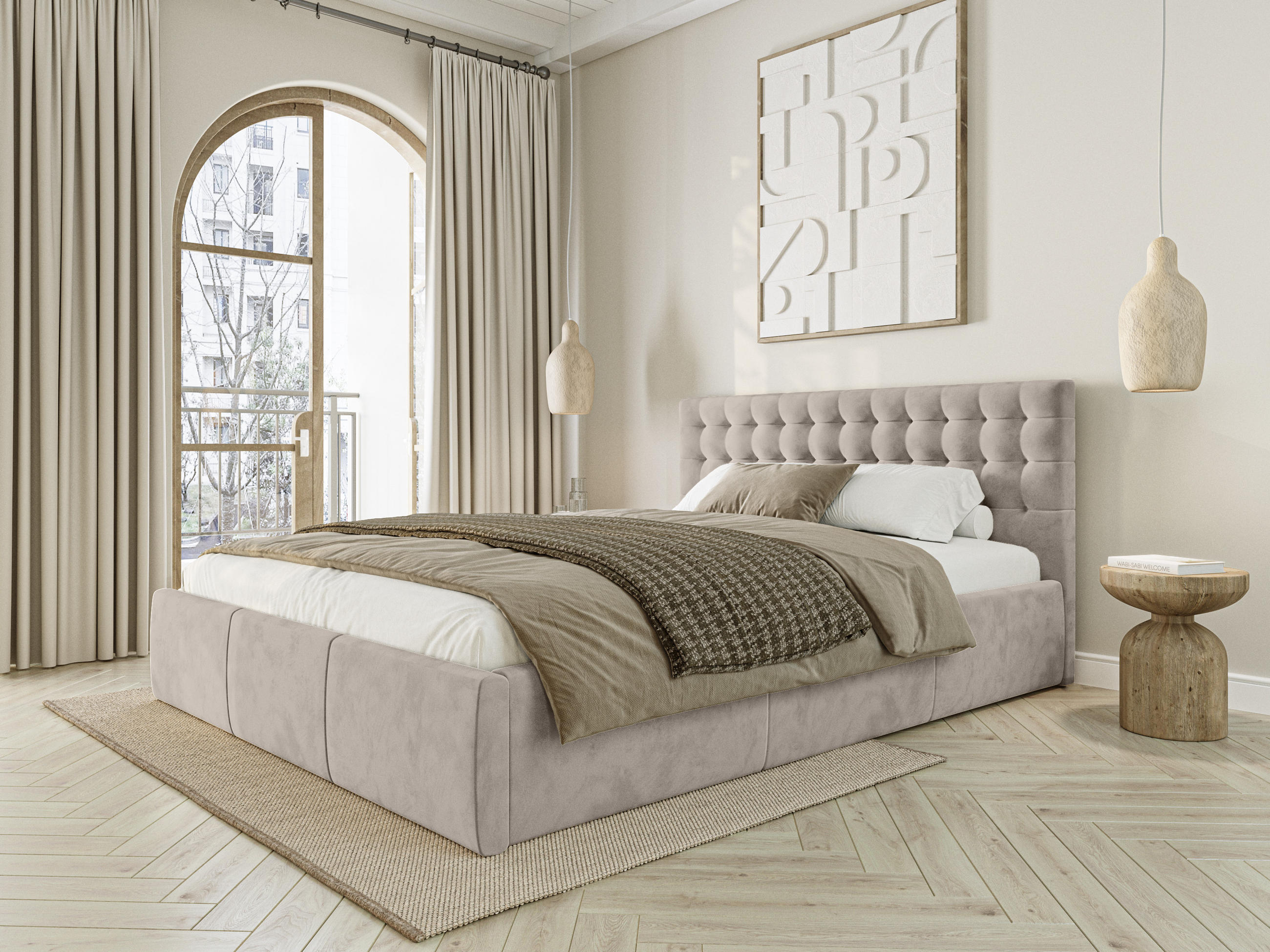 Thumbnail - Fedve Polsterbett, Taupe, Textil, 120x200 cm, Schlafzimmer, Betten, Polsterbetten