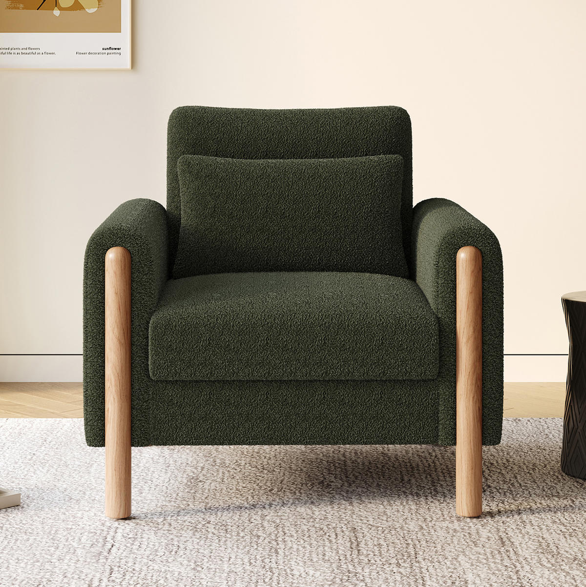 LOUNGESESSEL Teddy abnehmbares Sitzkissen 87/83/88,5 cm Grün - Grün, Textil (83/88.5/87cm) - Redom