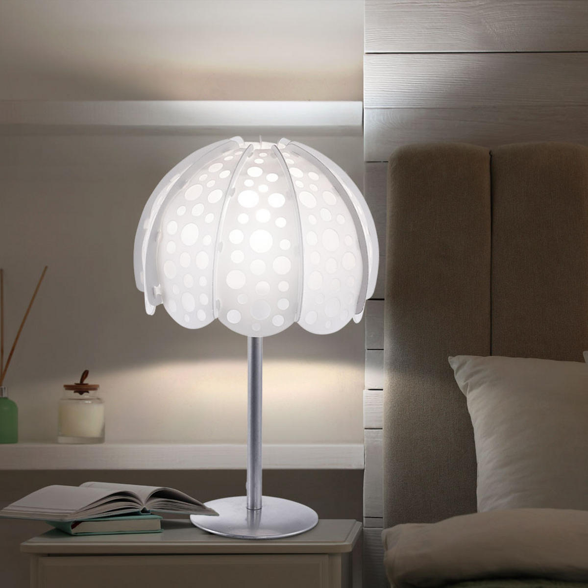 TISCHLEUCHTE Textil Weiß 2er Set - Weiß, Textil (20.5/20.5/36cm)