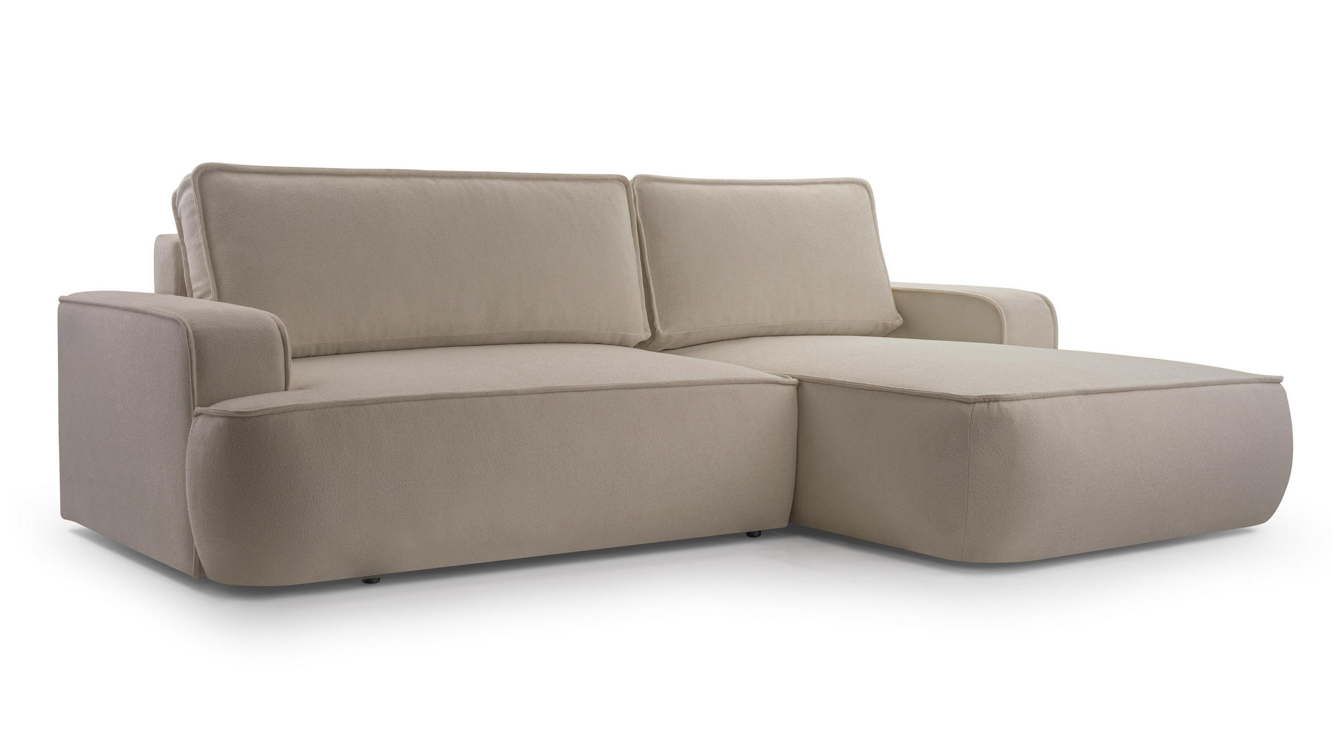 ECKSOFA L Form Ablia Beige 267/168/87 cm mit Schlaffunktion R - Beige/Schwarz, Kunststoff/Textil (267/168cm) - AX Living
