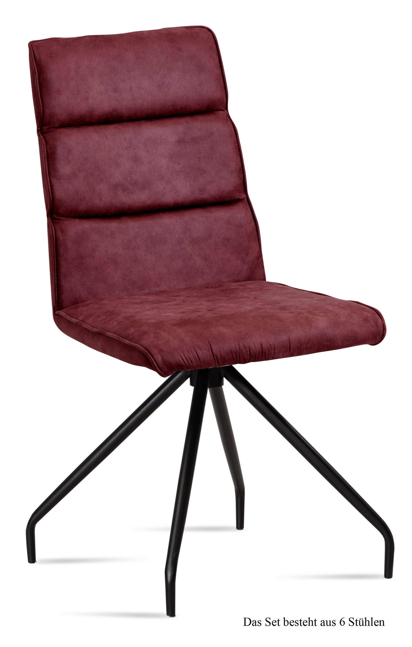 ESSZIMMERSTUHL (6er-Set) Devnet 47x92x60 Schwarz/Marsala - Brombeere/Schwarz, Kunststoff (60/92/47cm) - 58aufmkessel