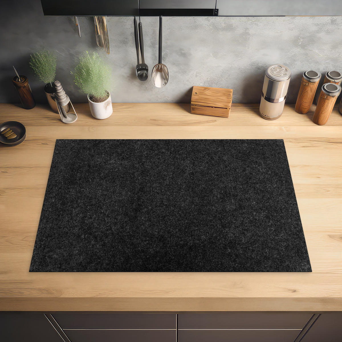 HERDABDECKPLATTE Granit - Schwarz - Granitstruktur - Dunkel Ceranfeldabdeckung 76x51.5 cm - Schwarz, Kunststoff (76/51.5/0.2cm) - MuchoWow