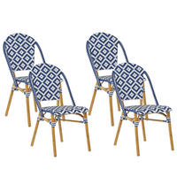 RATTANSTUHL 4er-Set blau/weiß Rifreddo - Blau/Beige, Kunststoff (46/88/55cm) - Beliani