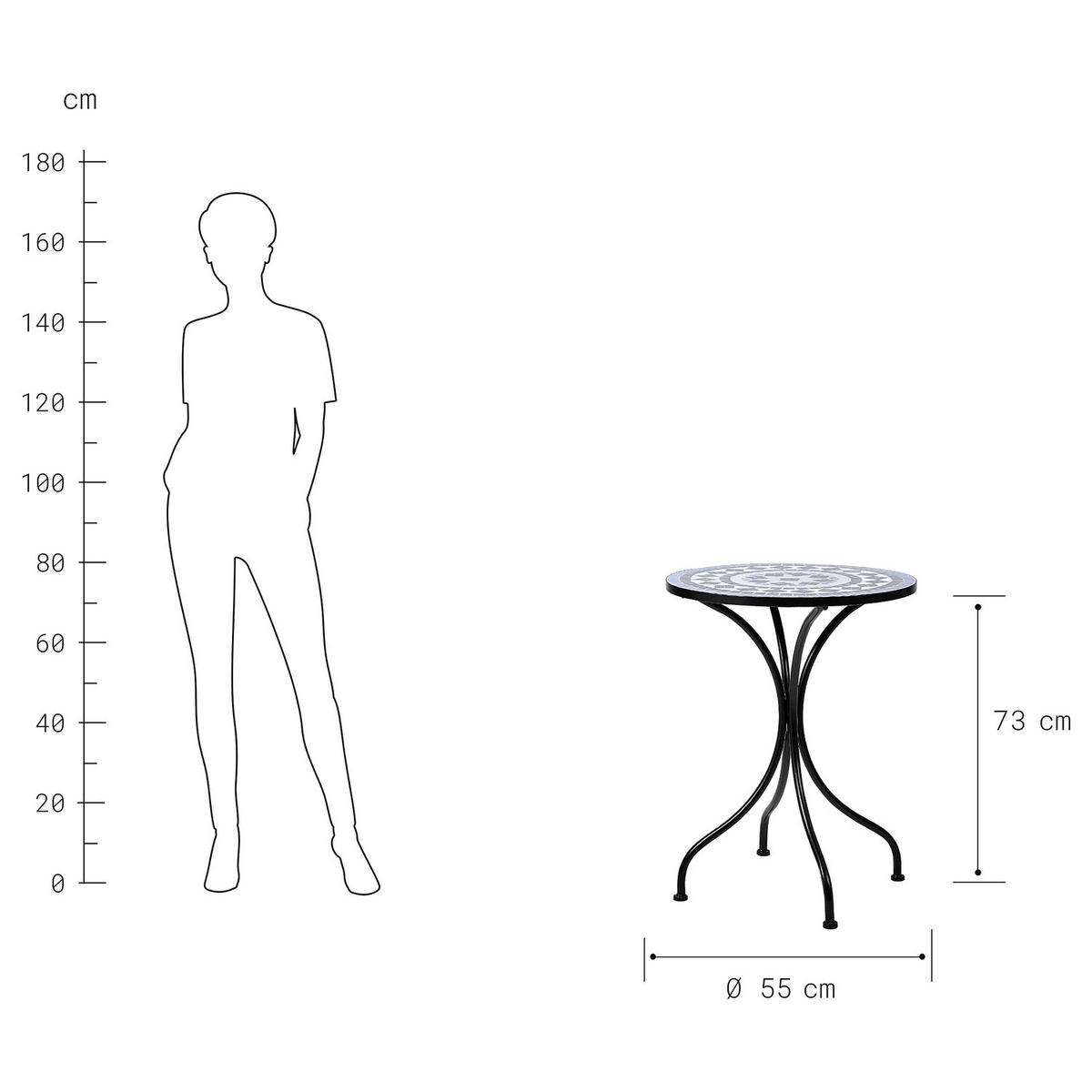 GARTENMÖBEL-SET (3-teilig) Palazzo - Blau, Keramik/Metall - BUTLERS