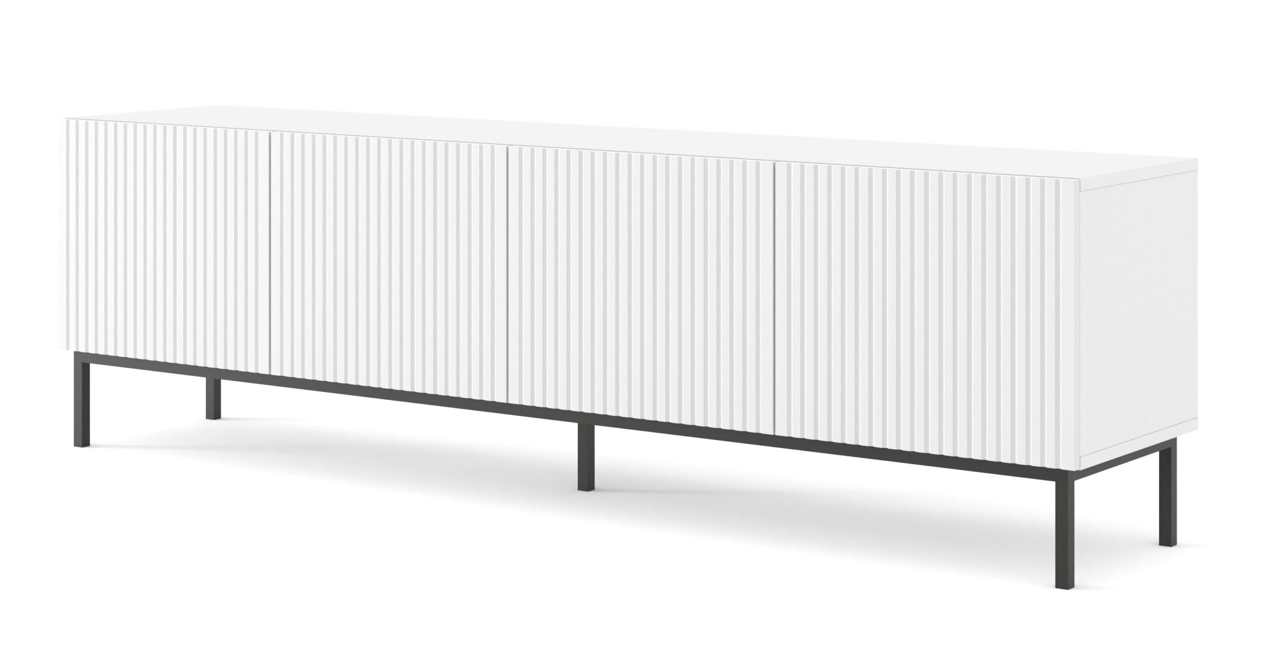TV LOWBOARD Weiß, Weiß, Schwarz 200/58/42 - Schwarz/Weiß, Holzwerkstoff (200/58/42cm) - RAUMHIRSCH FURNITURE