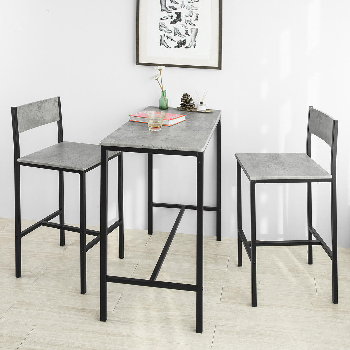 BARSTÜHLE 2er Set Grau - Grau, Holzwerkstoff (39/95/41cm) - SoBuy