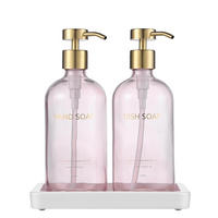 SEIFENSPENDER Set Glas Rosa mit Tablett 2-teilig - Rosa, Glas (7.6/20.8/7.6cm)