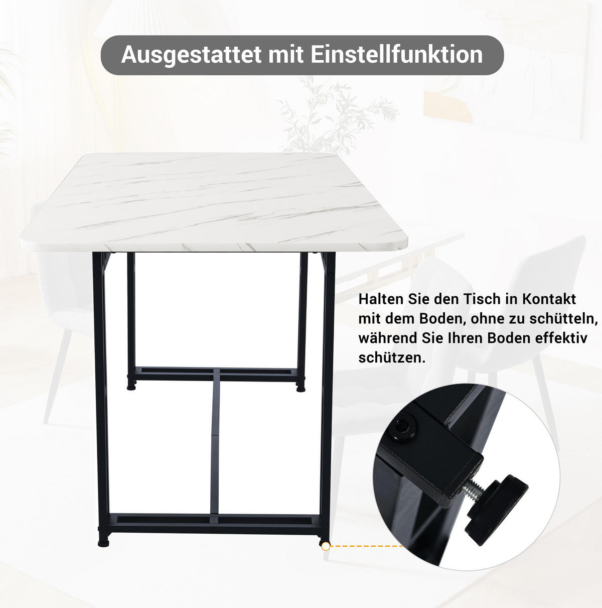 ESSTISCH, MDF mit Metallgestell, 120/70/74 cm, Schwarz-Weiß - Schwarz, Holzwerkstoff (120/70/74cm) - Redom