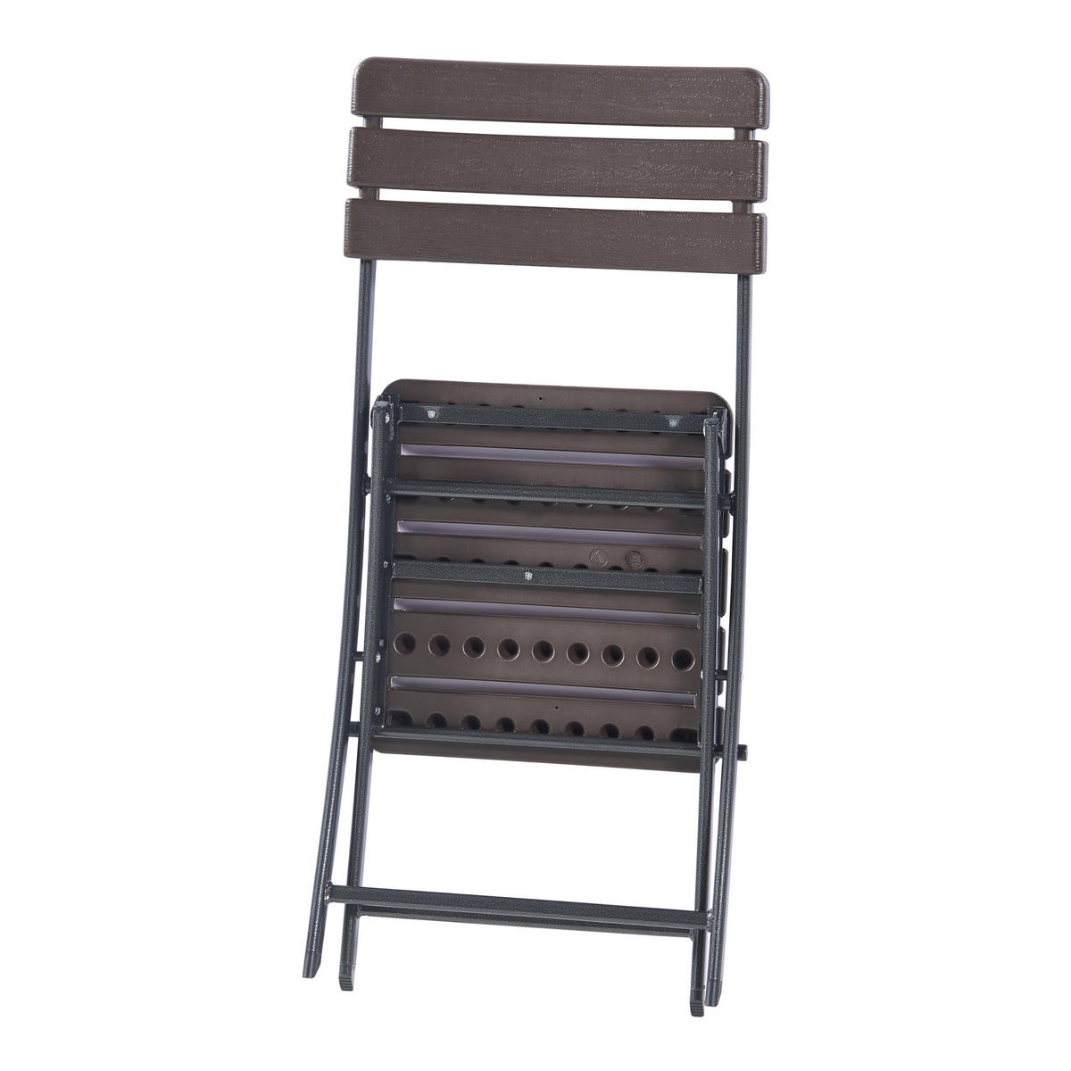 KLAPPSTUHL-SET 2 TLG. Lillestrøm - Dunkelbraun, Kunststoff/Metall (46/81/58cm) - [en.casa]