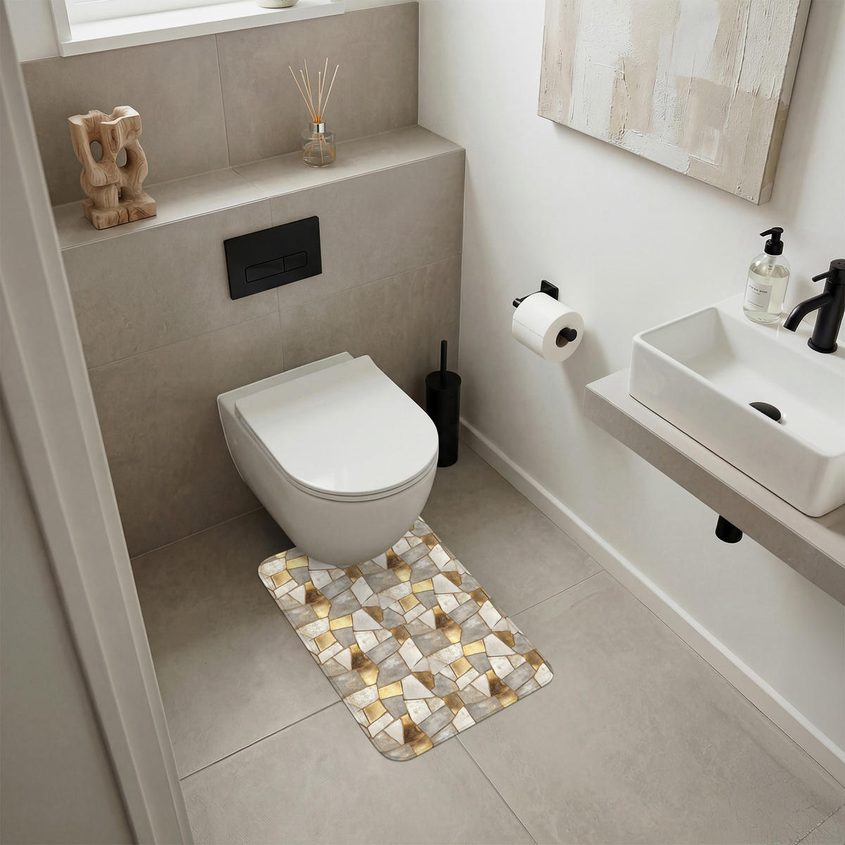 WC PŘEDLOŽKA Mozaika - Mramor - Zlato 40x60 cm - šampaňská, textil/plast (40/1cm) - OnlyWow