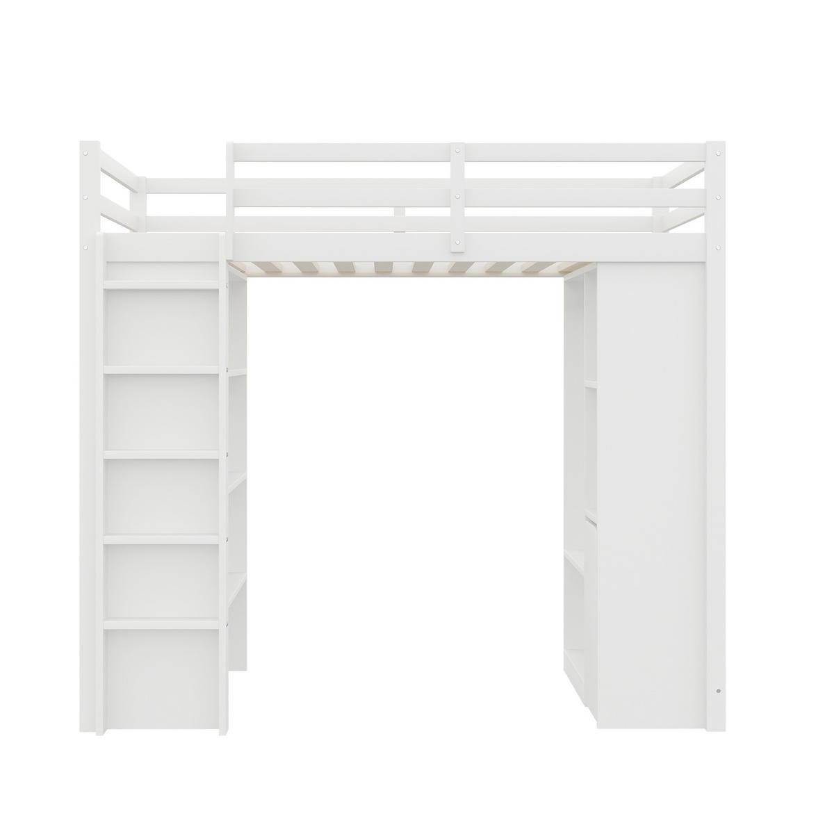 HOCHBETT 90/200 cm Weiß mit Regalen und herausnehmbarem Trolley - Weiß, Holz (90/200cm) - OKWISH