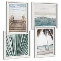 BILDER SET 4er Set - 50x50 cm & 40x60 cm Weißer Rahmen - Tropenurlaub - Weiß, Kunststoff (50/50cm) - TULUP