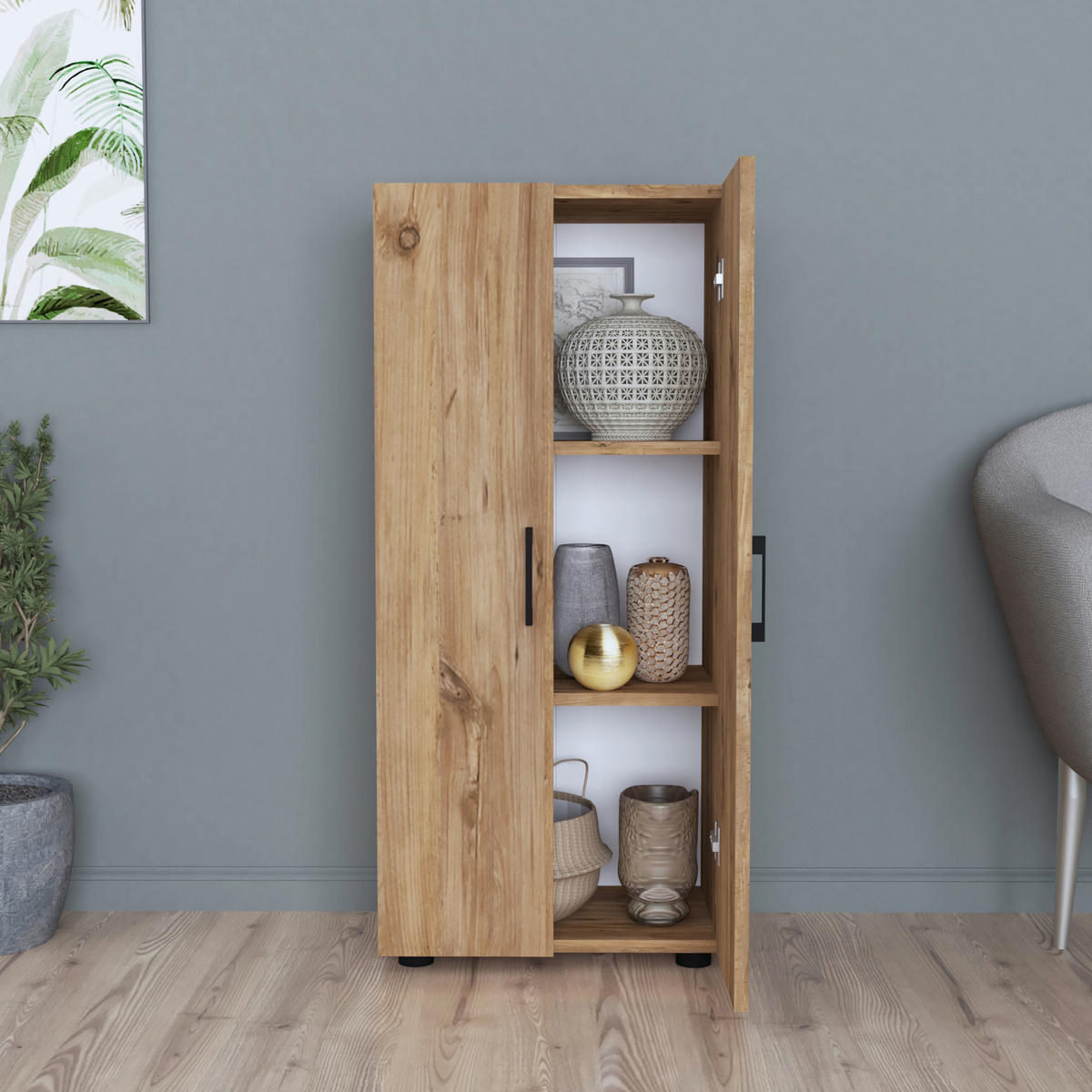 UNIVERZÁLNÍ SKŘÍŇ Åsnes - barva dubu, kompozitní dřevo (49/108/32cm) - [en.casa]