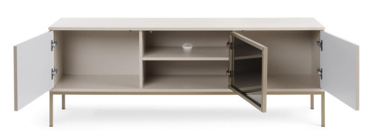 TV-SCHRANK Kaschmir SANTI Mit Lamellen - Beige, Holzwerkstoff (154/56/39cm) - Sepro Meble