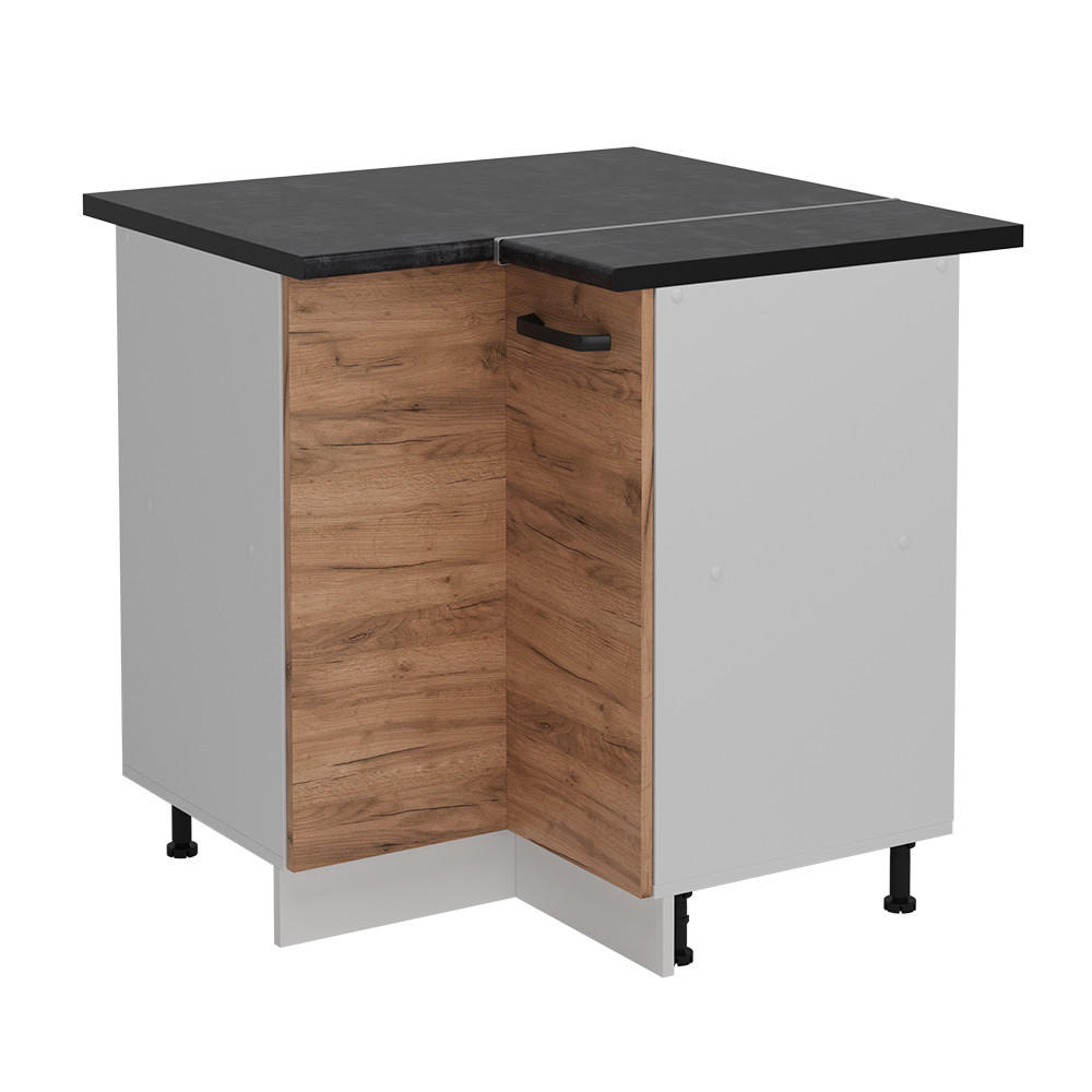 HÖRNUNDERSKÅP R-Line Goldkraft ek 75.6 cm AP antracit Honungsek, Vit 81.6/75.6/60 cm