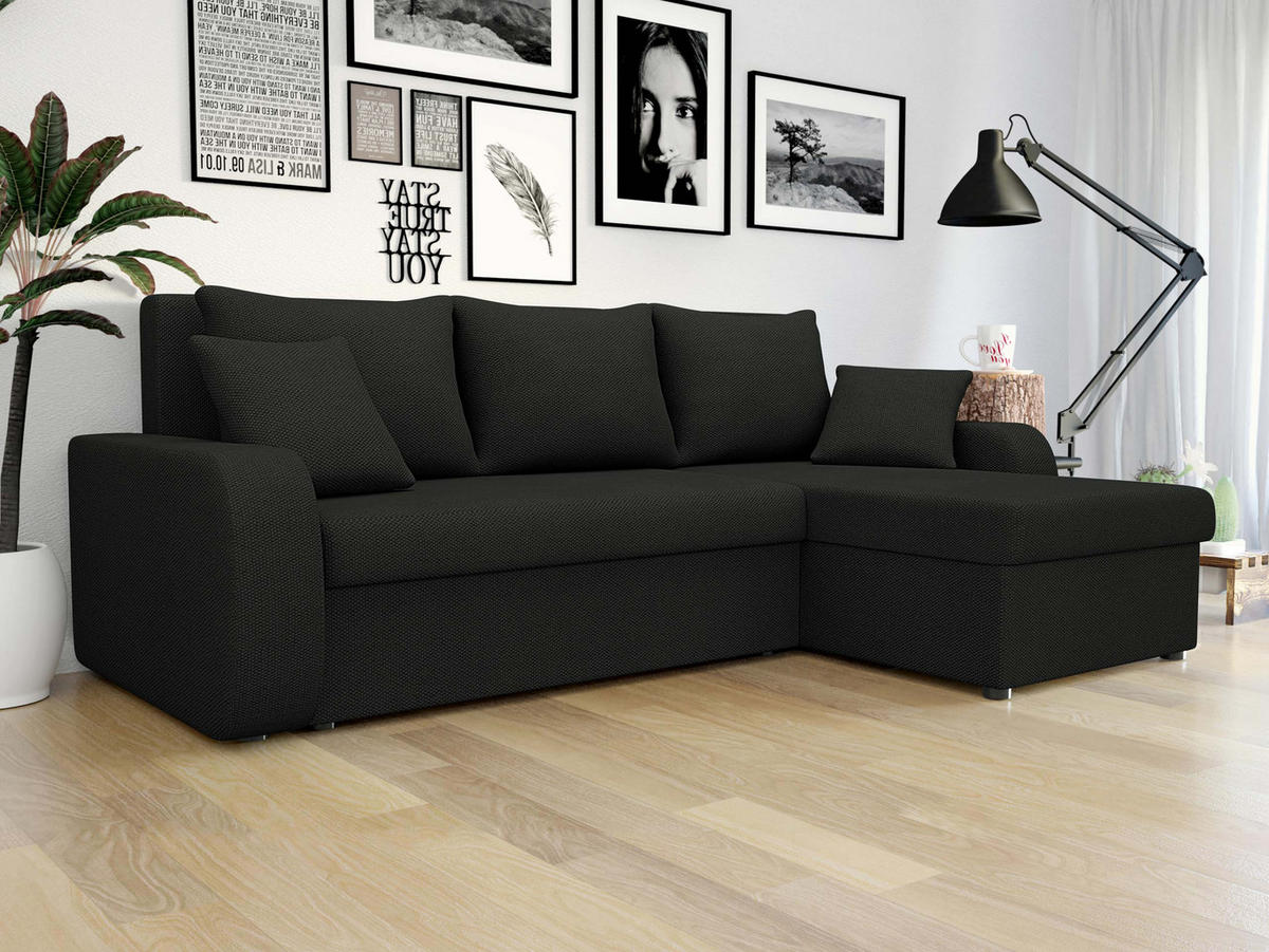 ECKSOFA Kris Lux - Schwarz, Holz/Kunststoff (238/147cm) - MIRJAN24
