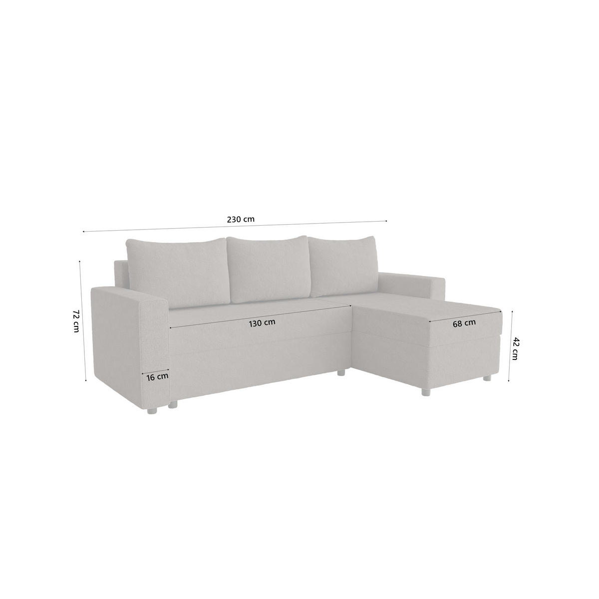 ECKSOFA Goka L mit Schlaffunktion, Braun - Braun, Textil (230/146cm) - Fedve
