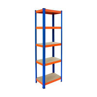 ETAGERĂ albastru portocaliu 5 niveluri metal 30x50x180 cm - multicolor, material plastic/compozit lemnos (50/180/30cm) - Relaxdays
