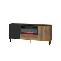 KOMMODE Piano mit 2 Türen und 1 Schublade, Mattschwarz + Warmia-Nussbaum - Dunkelbraun/Schwarz, Holzwerkstoff (182/79/40cm) - Beautysofa