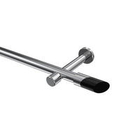 GARDINENSTANGEN-SET Prestige Verano 480 cm (geteilt in 3 x 160 cm), 1-läufig (ohne Ringe), 20 mm Ø Chrom - Chromfarben/Schwarz, Metall (480cm) - INTERDECO