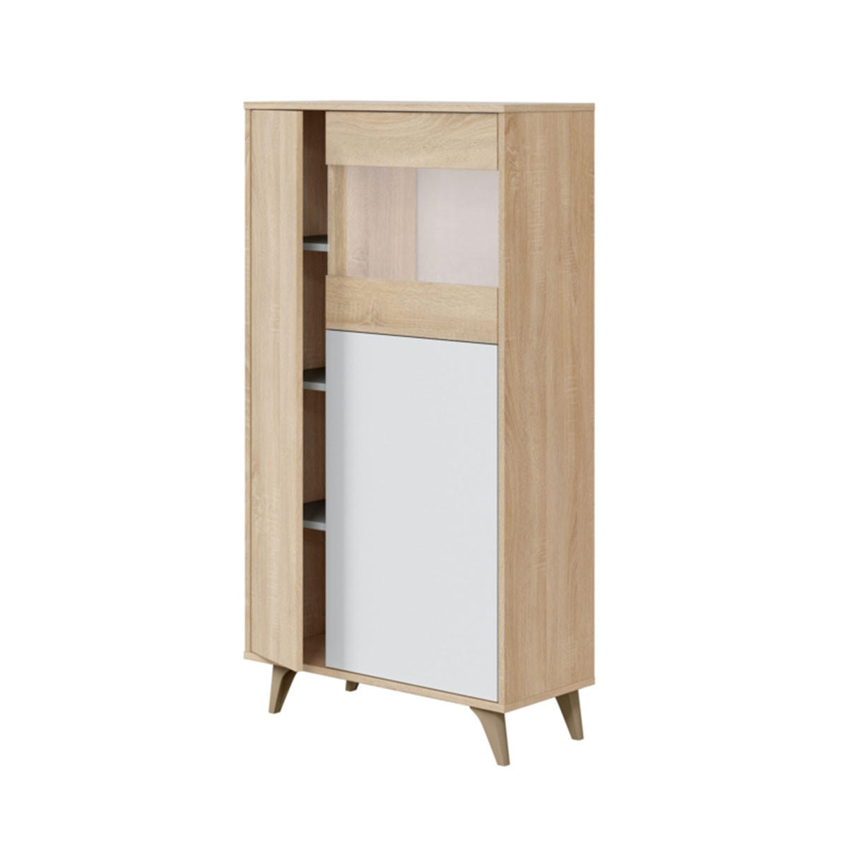 VITRINE 3 Türen mit Regalen Kikua Plus - H142cm - Weiß, Holzwerkstoff (33/142/77cm) - Calicosy