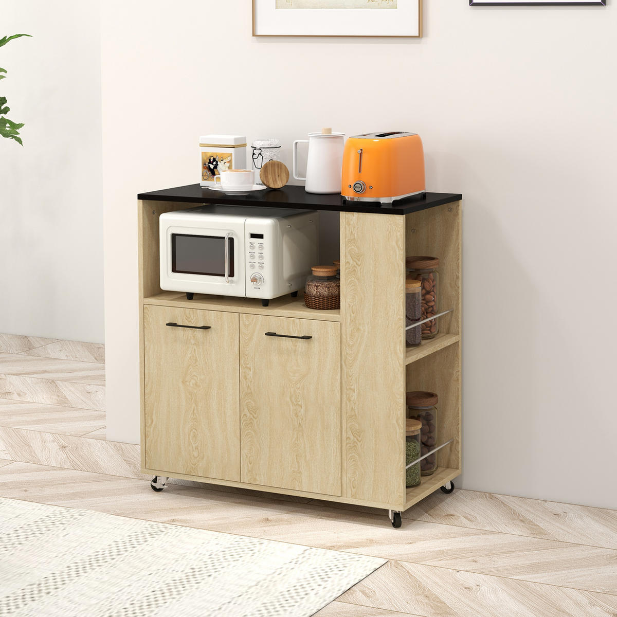 KÜCHENWAGEN, Spanplatten-Wagen mit Schrank, 75 x 40 x 80,5 cm - Multicolor, Metall (75/80.5/40cm) - FORIOUS