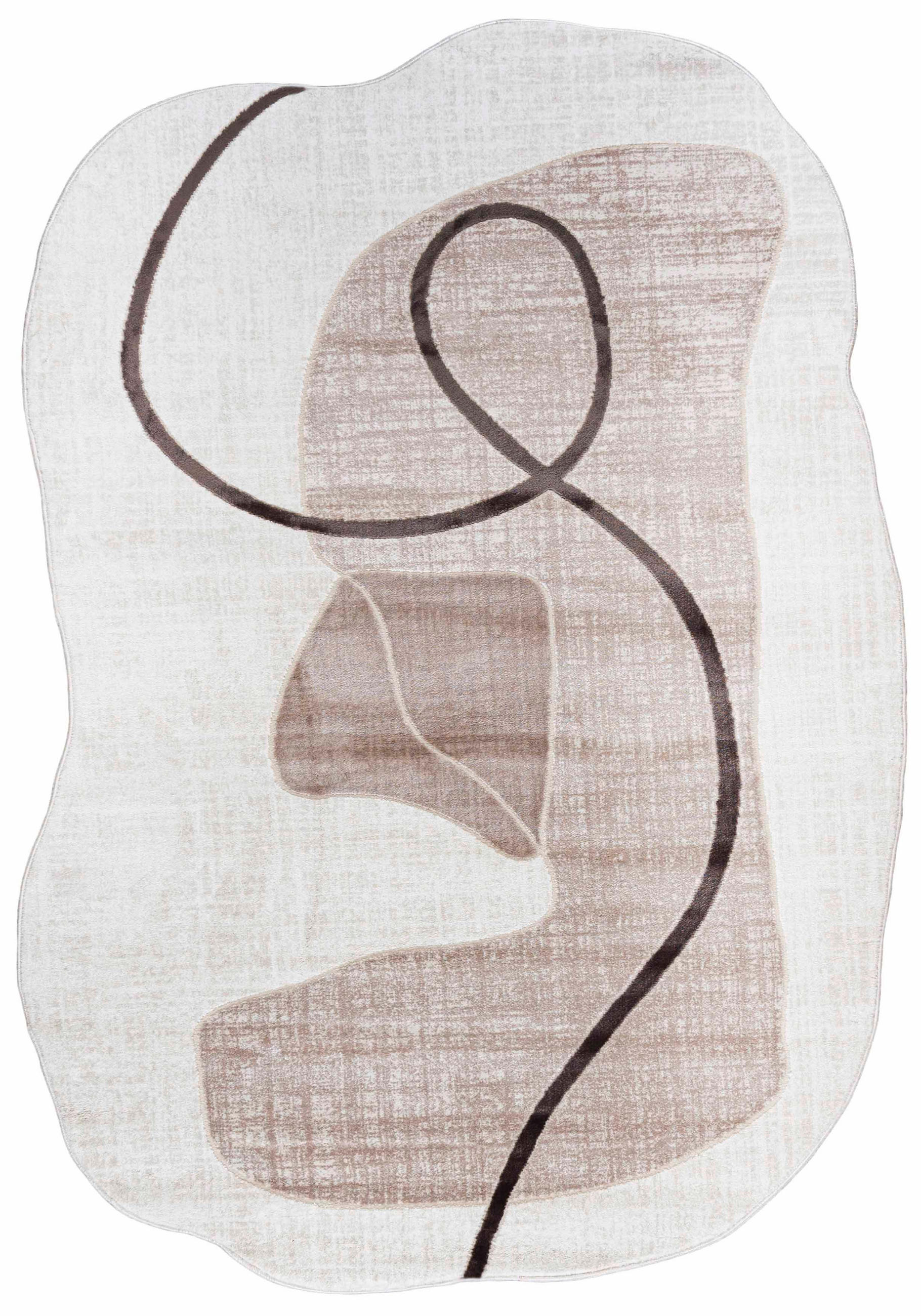 TEPPICH Beige Abstrakt - Kurzflor Unregelmäßig Unregelmäßige Form - Weiß Ecru Creme - 200 x 300 cm - Cappuccino, Textil (200/300cm) - Mazovia