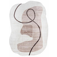 TEPPICH Beige Abstrakt - Kurzflor Unregelmäßig Unregelmäßige Form - Weiß Ecru Creme - 200 x 300 cm - Cappuccino, Textil (200/300cm) - Mazovia