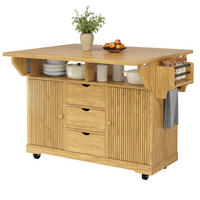 KÜCHENINSEL, AUSKLAPPBARE TISCHVERLÄNGERUNGEN, MDF Naturbraun, Küche, 142,5/80/95 cm - Braun, Holzwerkstoff (80/95/142.5cm) - Rolipo