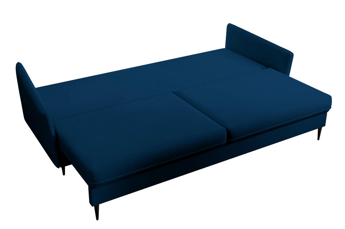 SCHLAFSOFA Volio Dunkelblau schwarzen Beinen - Schwarz/Dunkelblau, Textil/Metall (221/90/100cm) - Selsey