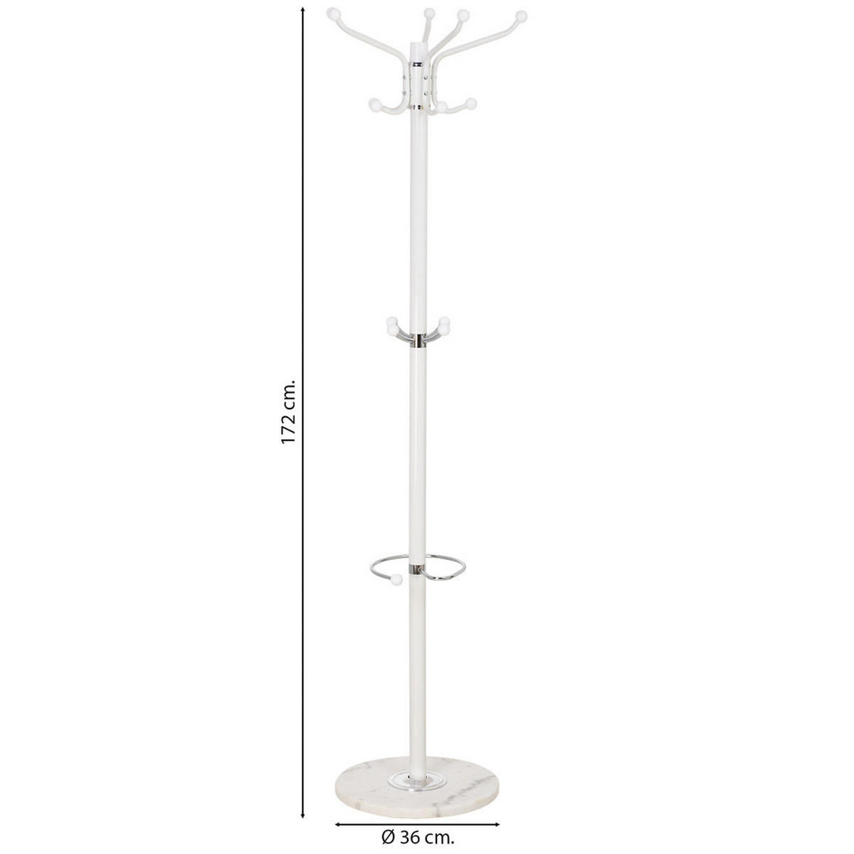 GARDEROBE aus metall 36x172cm - Weiß, Metall (36/172/36cm) - Wanderlust