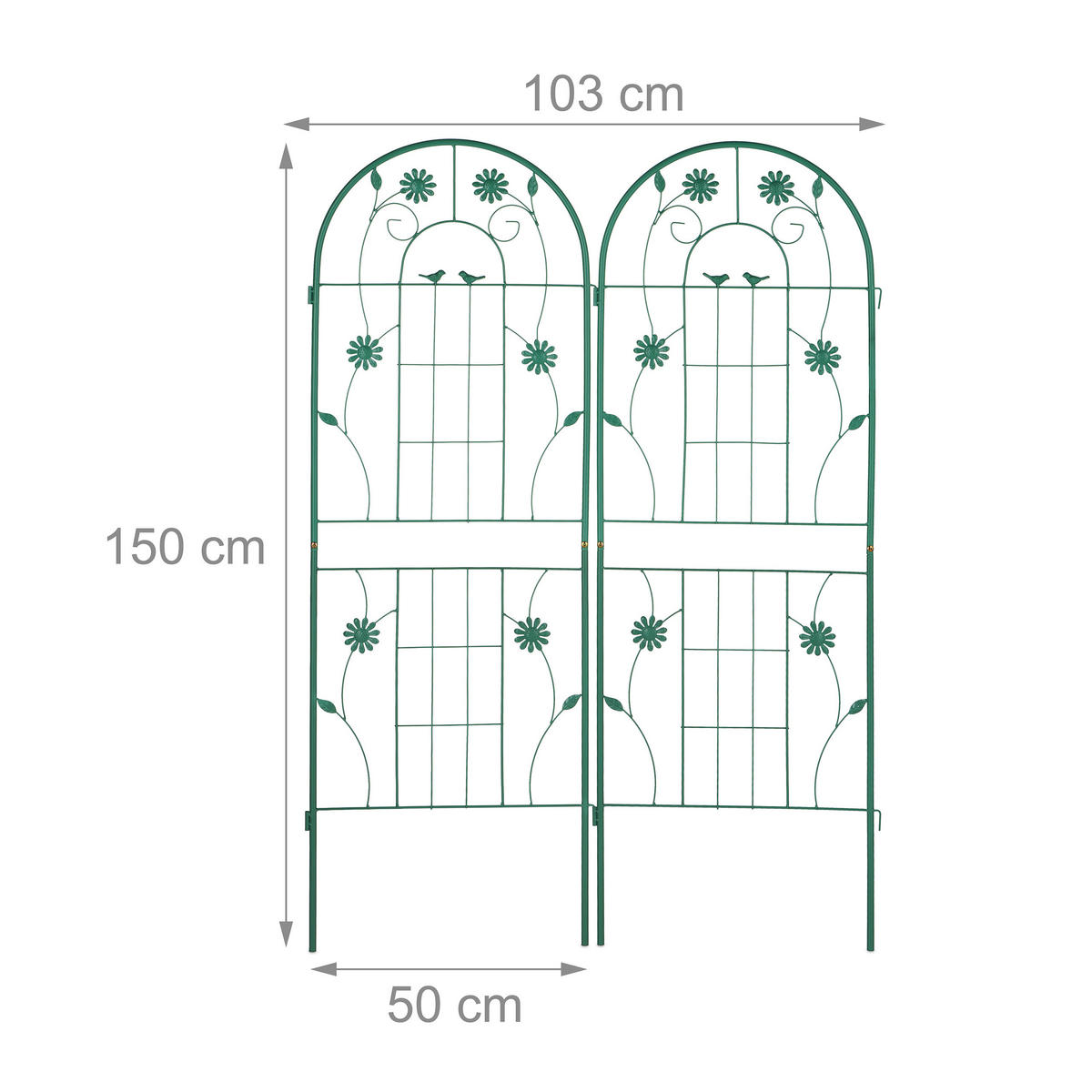 2XRANKGITTER - Grün, Metall (50/150/2cm) - Relaxdays
