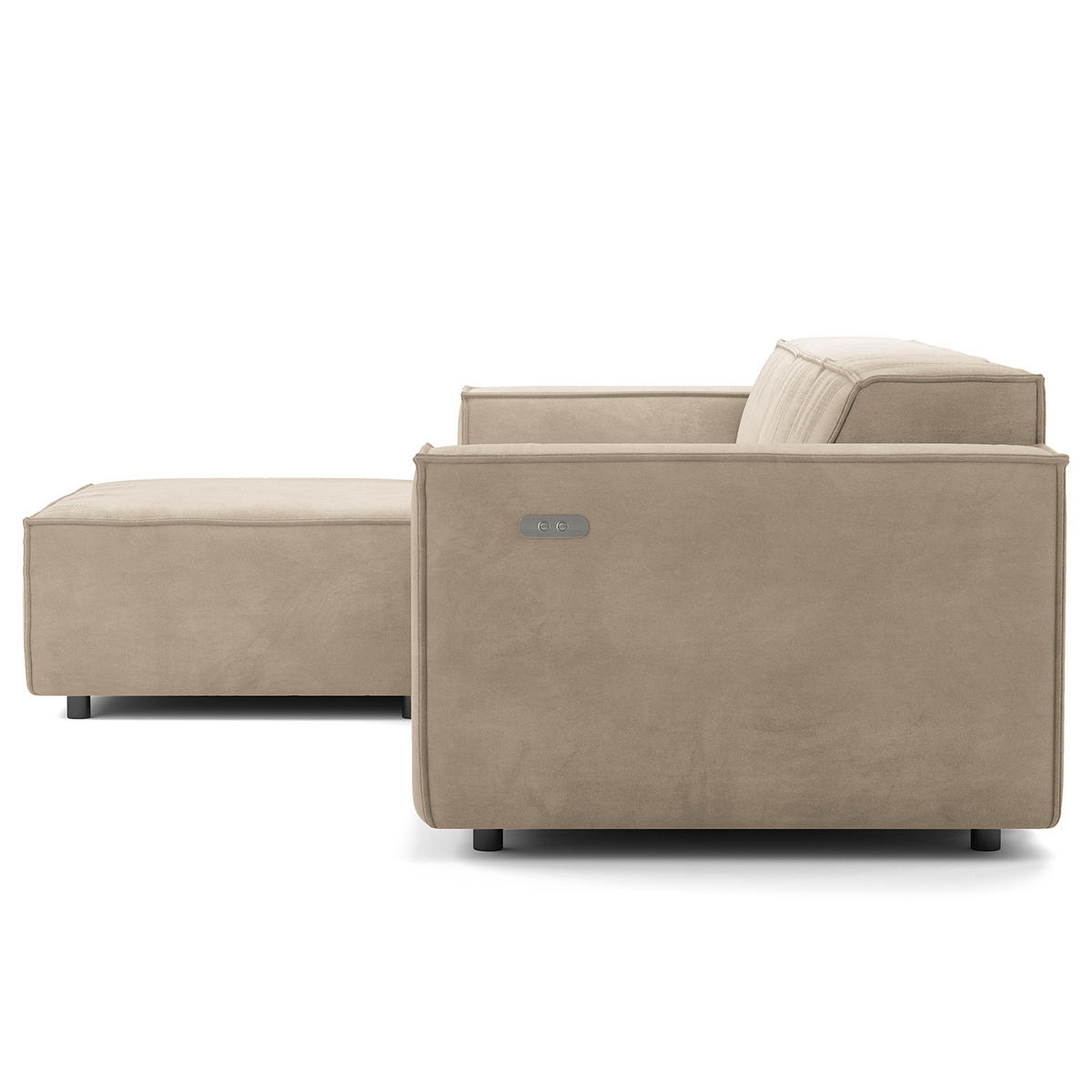 ECKSOFA mit Longchair - Beige/Schwarz, Kunststoff/Textil (260/177cm) - home24