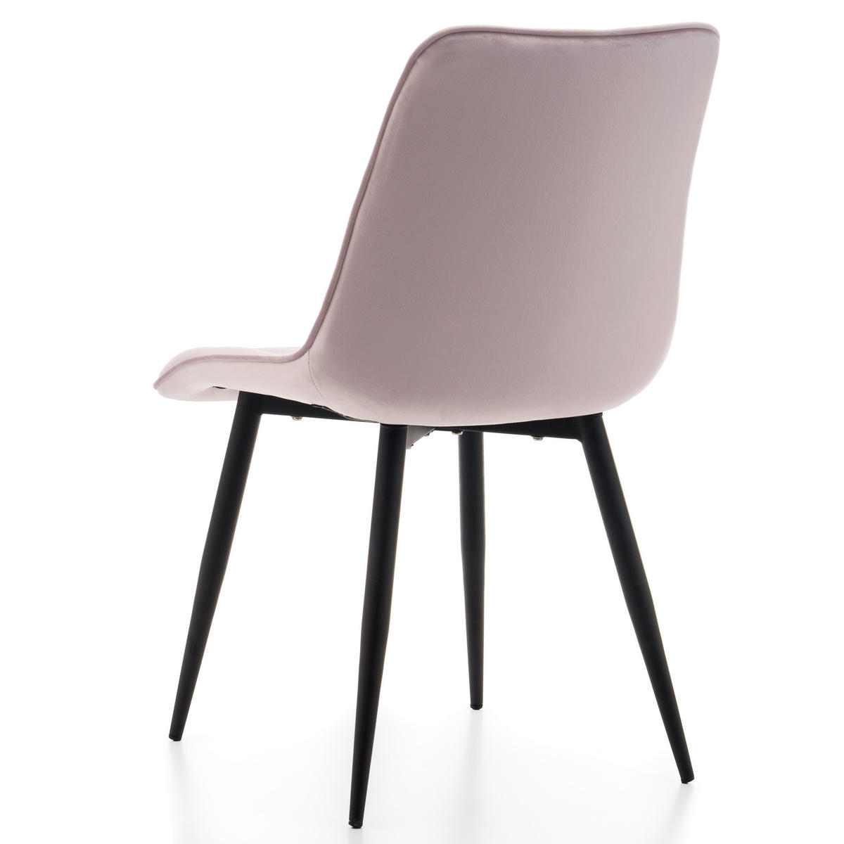 STUHL CHIC gespolsterter mit Steppung - rosa - Samt Velours - Schwarz/Rosa, Metall (50/88/47cm) - NEW HOME