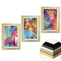 WANDBILDER 3er Set - 20x30 cm Goldrahmen - Bunte abstrakte Farbmuster - Goldfarben, Kunststoff (20/30cm) - ArtPrintCave