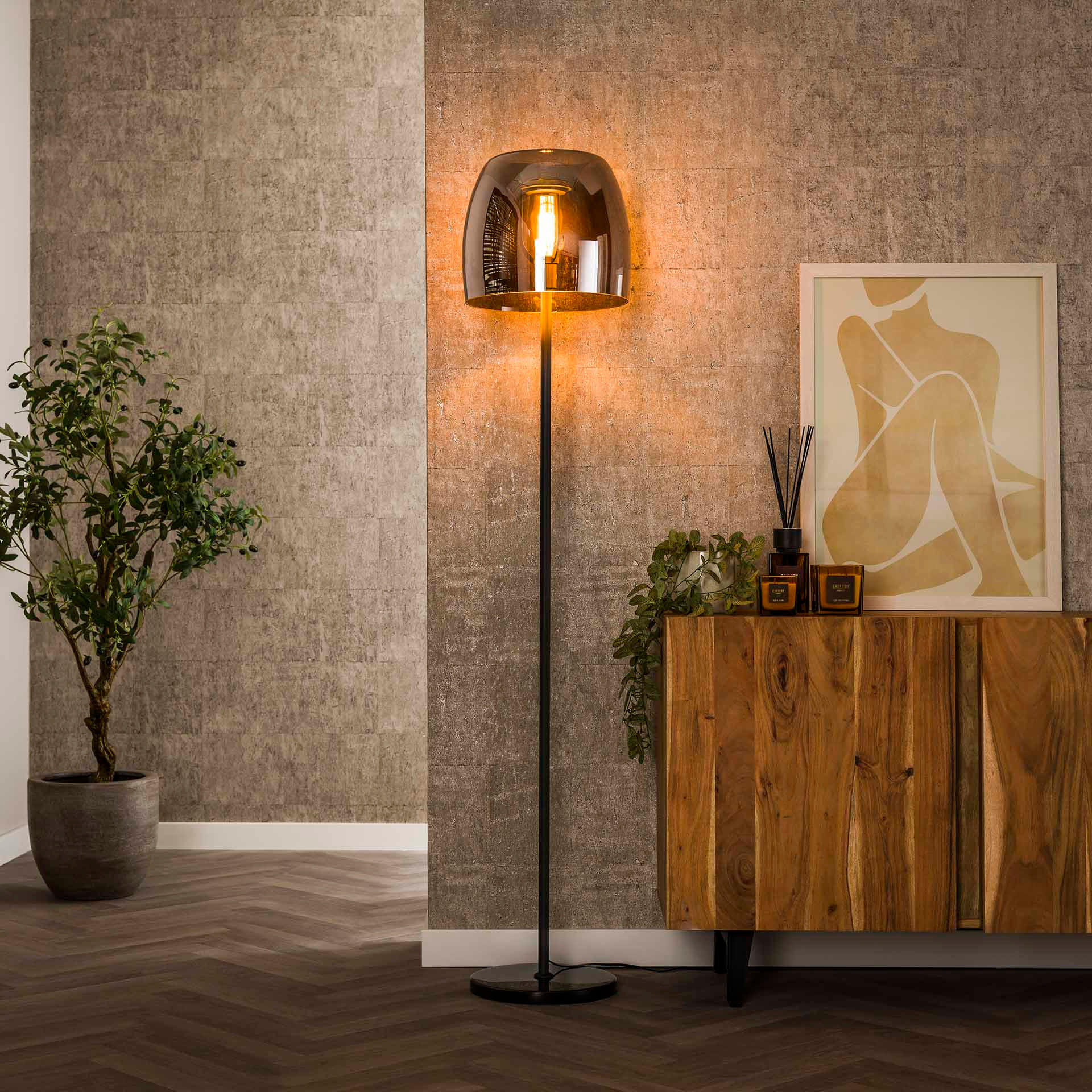STEHLEUCHTE Drift Grau 35/35/170 cm - Grau, Glas (35/35/170cm) - Hoyz Collection