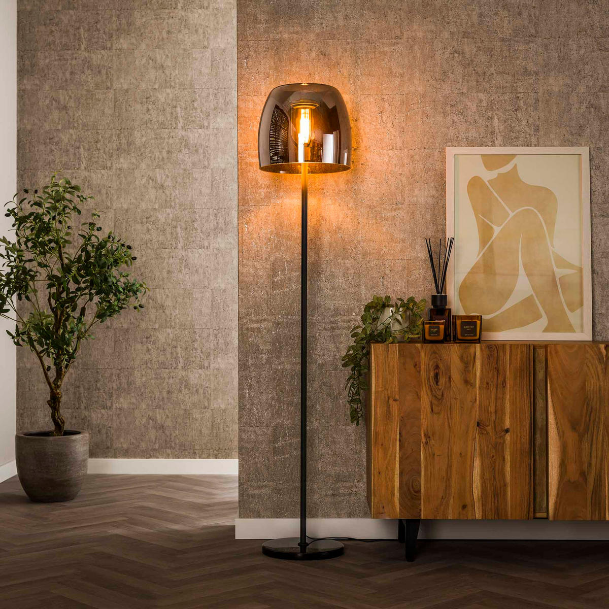 STEHLEUCHTE Drift Grau 35/35/170 cm - Grau, Glas (35/35/170cm) - Hoyz Collection