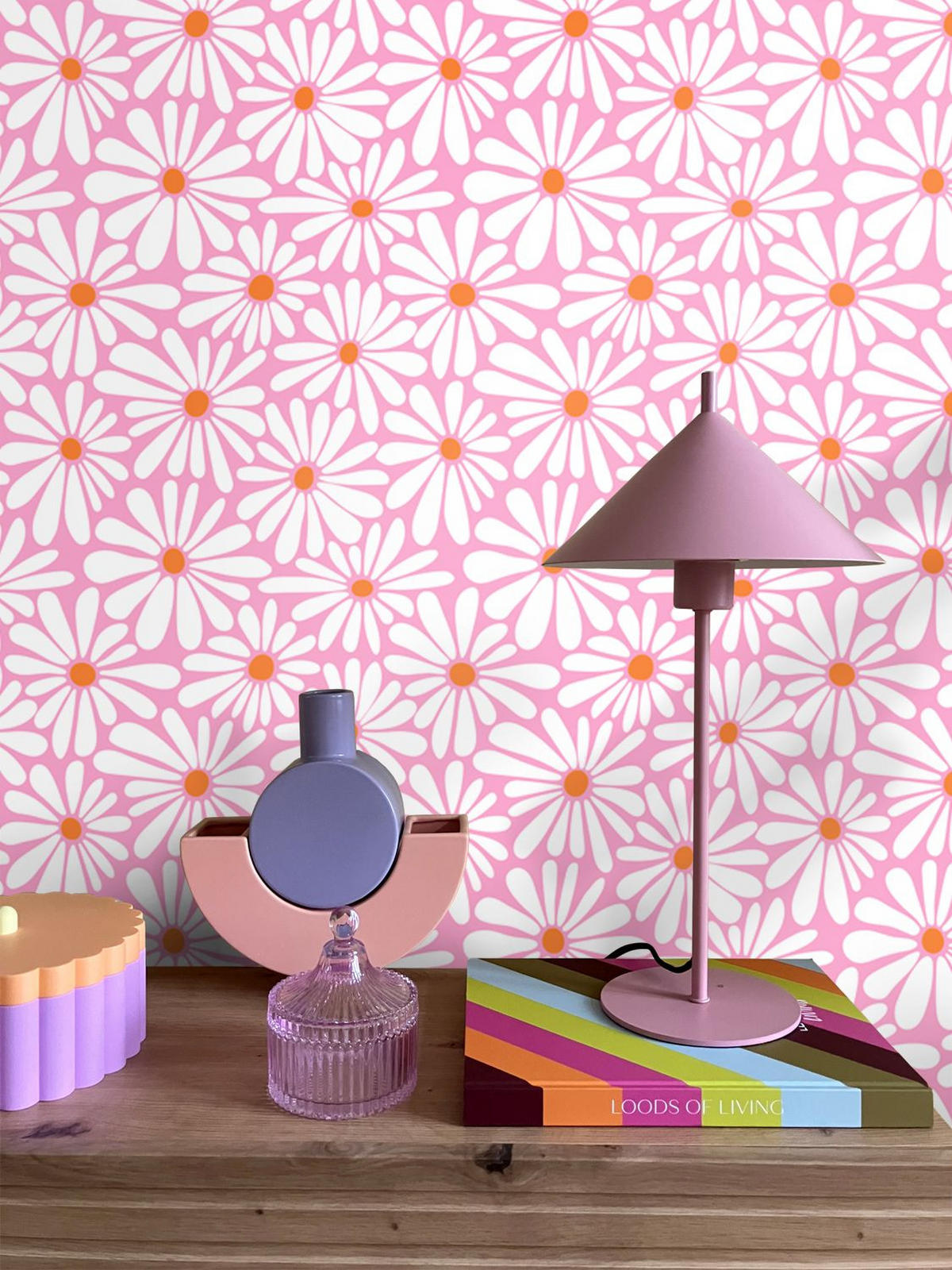 TAPETE Gänseblümchen 50 x 900 cm - Pink, Papier (50/900cm) - ESTAhome